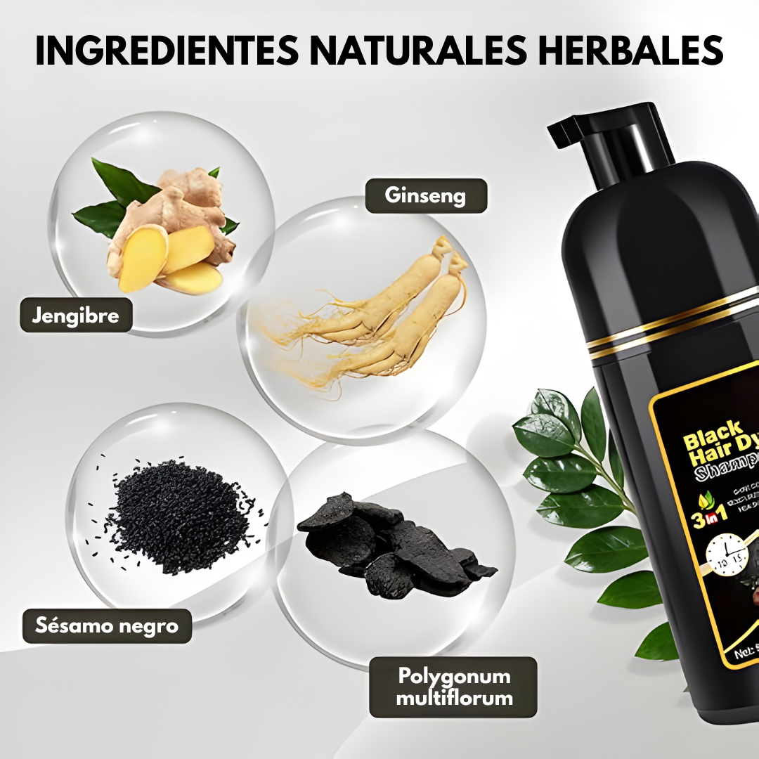 SHAMPOO PARA TEÑIR EL CABELLO DE NEGRO — Canas cubiertas sin salir de casa
