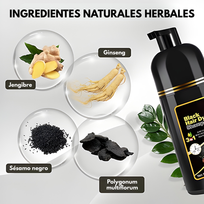 SHAMPOO PARA TEÑIR EL CABELLO DE NEGRO — Canas cubiertas sin salir de casa