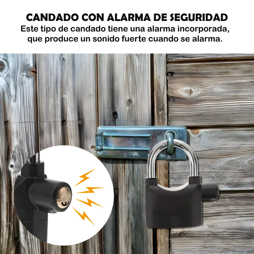 CANDADO CON ALARMA — 110dB que avisan antes de que sea tarde y un candado que no cede aunque lo intenten