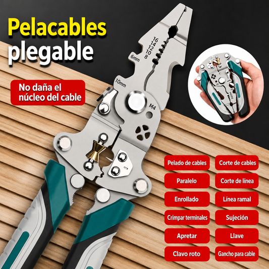 ALICATE PLEGABLE MULTIFUNCIONAL — 18 herramientas en una sola, plegada en el bolsillo y lista para cualquier trabajo