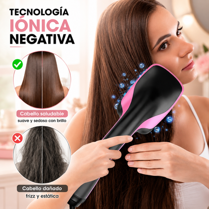 CEPILLO ELÉCTRICO 3 EN 1 – Seca, alisa y peina tu cabello con acabado más suave en menos tiempo