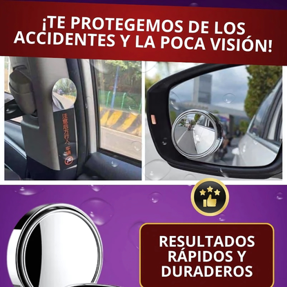 PAR DE ESPEJO REDONDO PARA PUNTO CIEGO — Visión total, conducción más segura