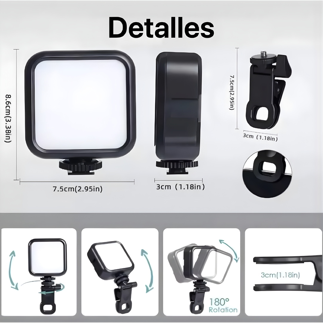 LUZ VIDEO LIGHT – Iluminación profesional, colores RGB y brillo perfecto para tus fotos y videos en cualquier lugar