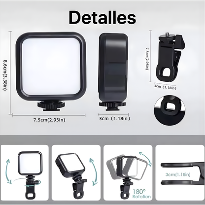 LUZ VIDEO LIGHT – Iluminación profesional, colores RGB y brillo perfecto para tus fotos y videos en cualquier lugar