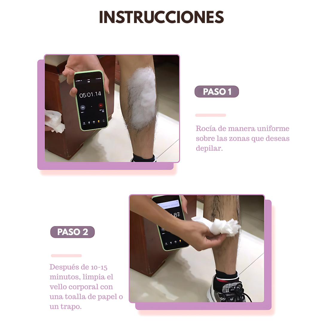 SPRAY DEPILACIÓN – Piel suave, sin vello y sin dolor en minutos