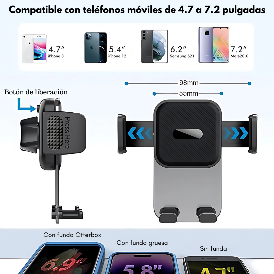 SOPORTE DE TELEFONO UNIVERSAL PARA VEHICULO – Conduce con seguridad, visión estable y control total del camino