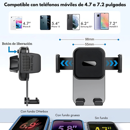 SOPORTE DE TELEFONO UNIVERSAL PARA VEHICULO – Conduce con seguridad, visión estable y control total del camino