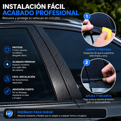 TAPE DE VINILO TEXTURA FIBRA DE CARBONO – Protección antirayones para carro
