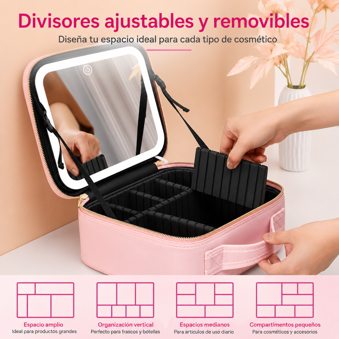 NECESER DE MAQUILLAJE CON LED – Organización portátil iluminada