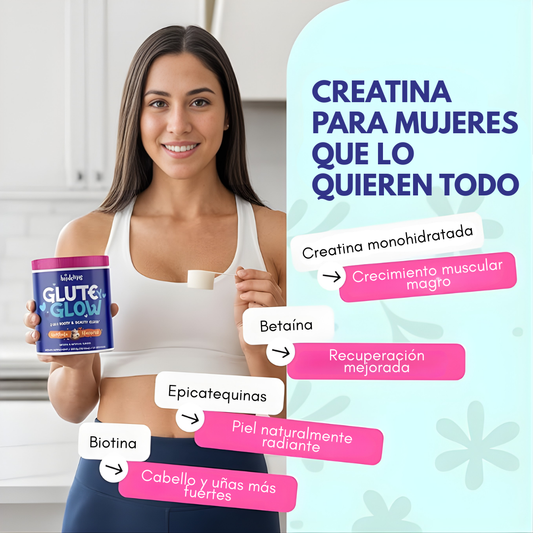 GLUTE GLOW SUPLEMENTO PARA LEVANTAR Y TONIFICAR GLÚTEOS – Apoyo nutricional, energía muscular y rutina fitness más efectiva