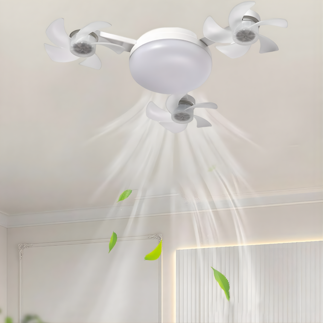 LUZ CON TRES VENTILADORES — Ilumina y refresca sin ventiladores que estorben