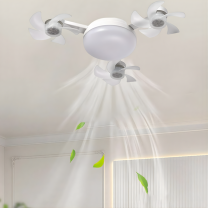 LUZ CON TRES VENTILADORES — Ilumina y refresca sin ventiladores que estorben