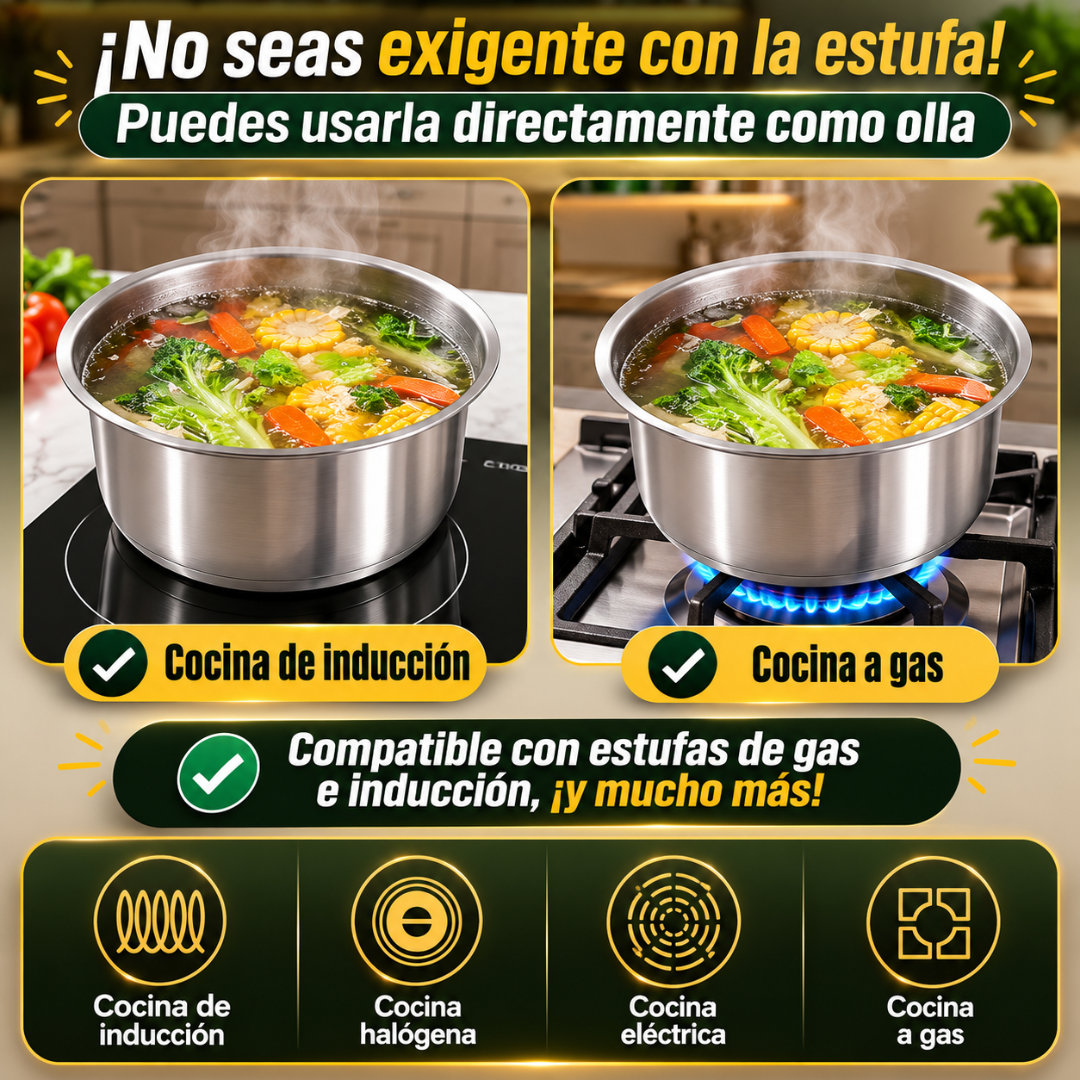 JUEGO DE OLLAS DE ACERO INOXIDABLE – Durabilidad que ahorra espacio