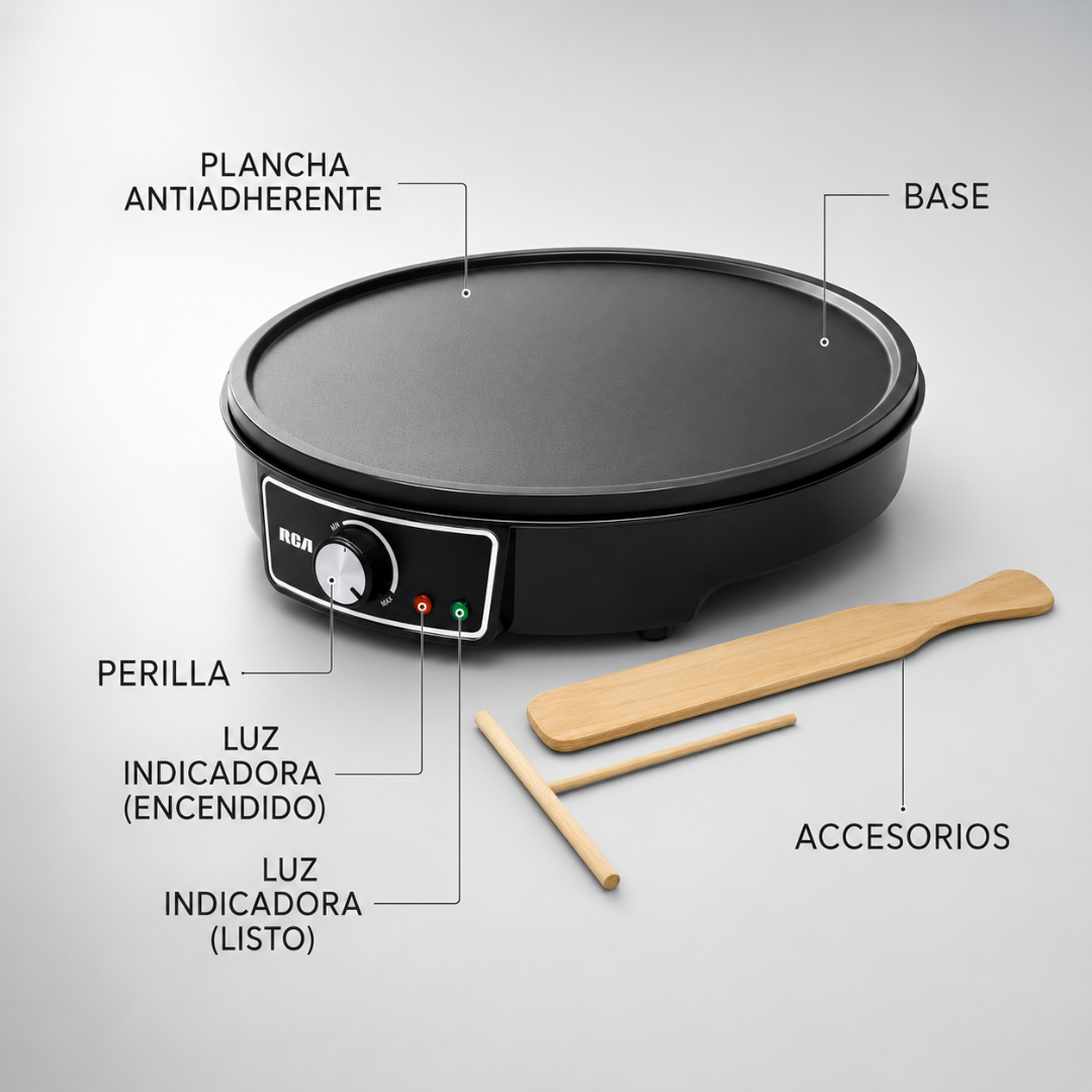 CREPERA ELÉCTRICA – Cocción uniforme, superficie antiadherente y crepes perfectos en minutos