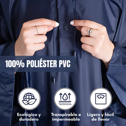 CAPA IMPERMEABLE – Protección total bajo la lluvia con máxima visibilidad y comodidad