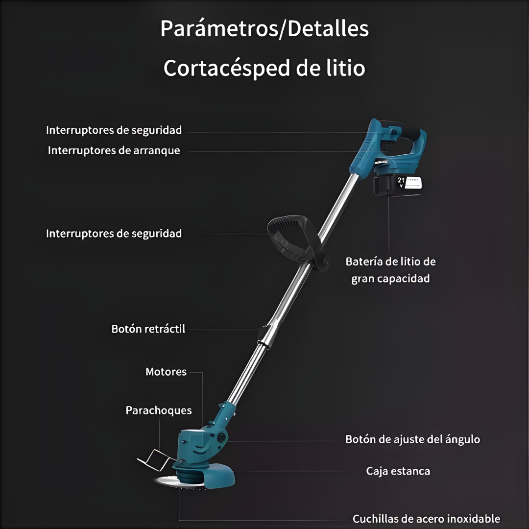 CORTADOR DE CÉSPED INALÁMBRICO — Corta maleza, pasto y arbustos sin cable, sin gasolina y sin llamar a nadie