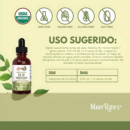 OREGANO OIL MARY RUTH'S – Apoyo inmunológico, digestivo y bienestar natural en cada gota