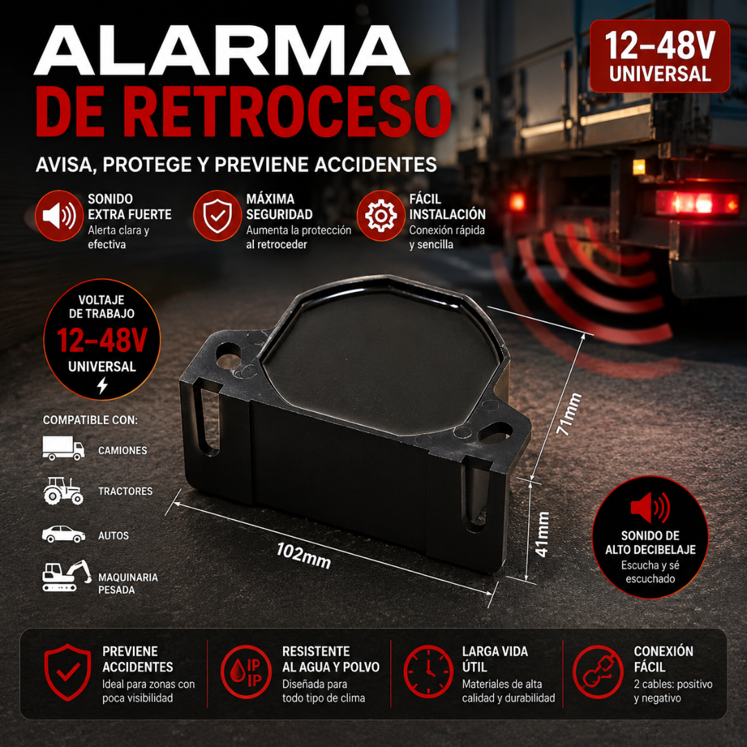 ALARMA DE RETROCESO – Alerta sonora para maniobras