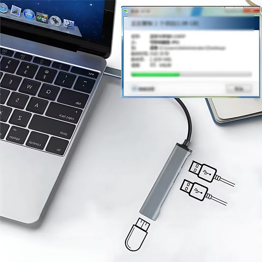 HUB TIPO C 5 EN 1 - (3 PUERTOS USB, 1 PUERTO SD, 1 PUERTO TF) – Conecta todo desde un solo puerto