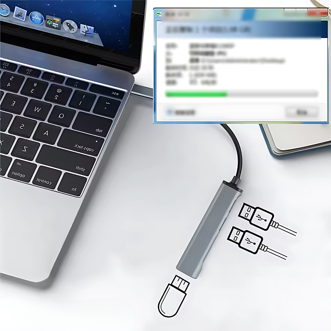 HUB TIPO C 5 EN 1 - (3 PUERTOS USB, 1 PUERTO SD, 1 PUERTO TF) – Conecta todo desde un solo puerto