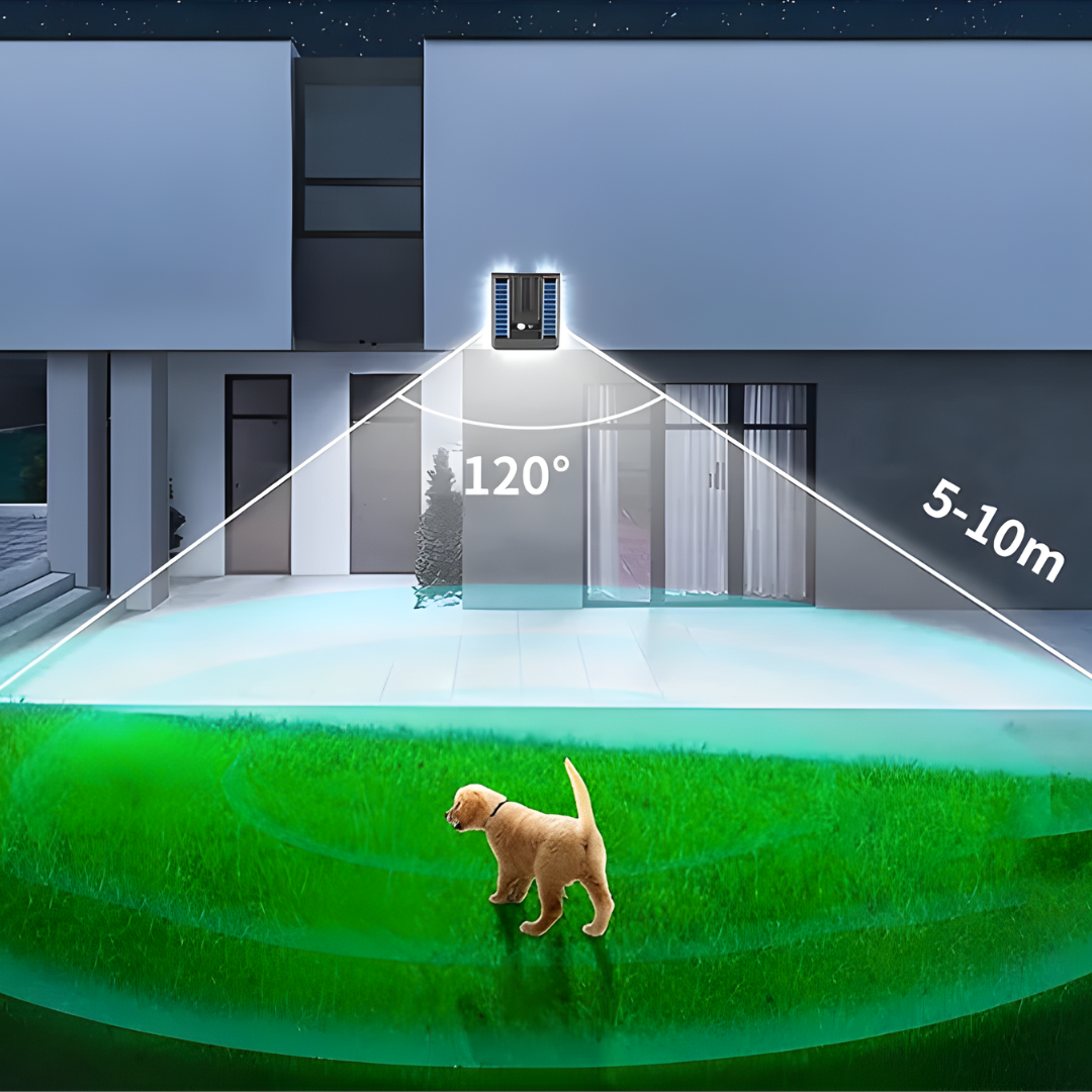 LÁMPARA DE PARED SOLAR CON SENSOR DE MOVIMIENTO – Iluminación automática, ahorro energético y seguridad exterior