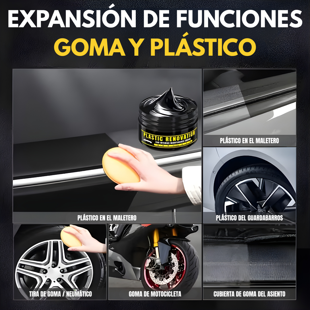 RESTAURADORA DE PLÁSTICO DE VEHÍCULOS – Revive el brillo, protege superficies y renueva tu auto fácilmente