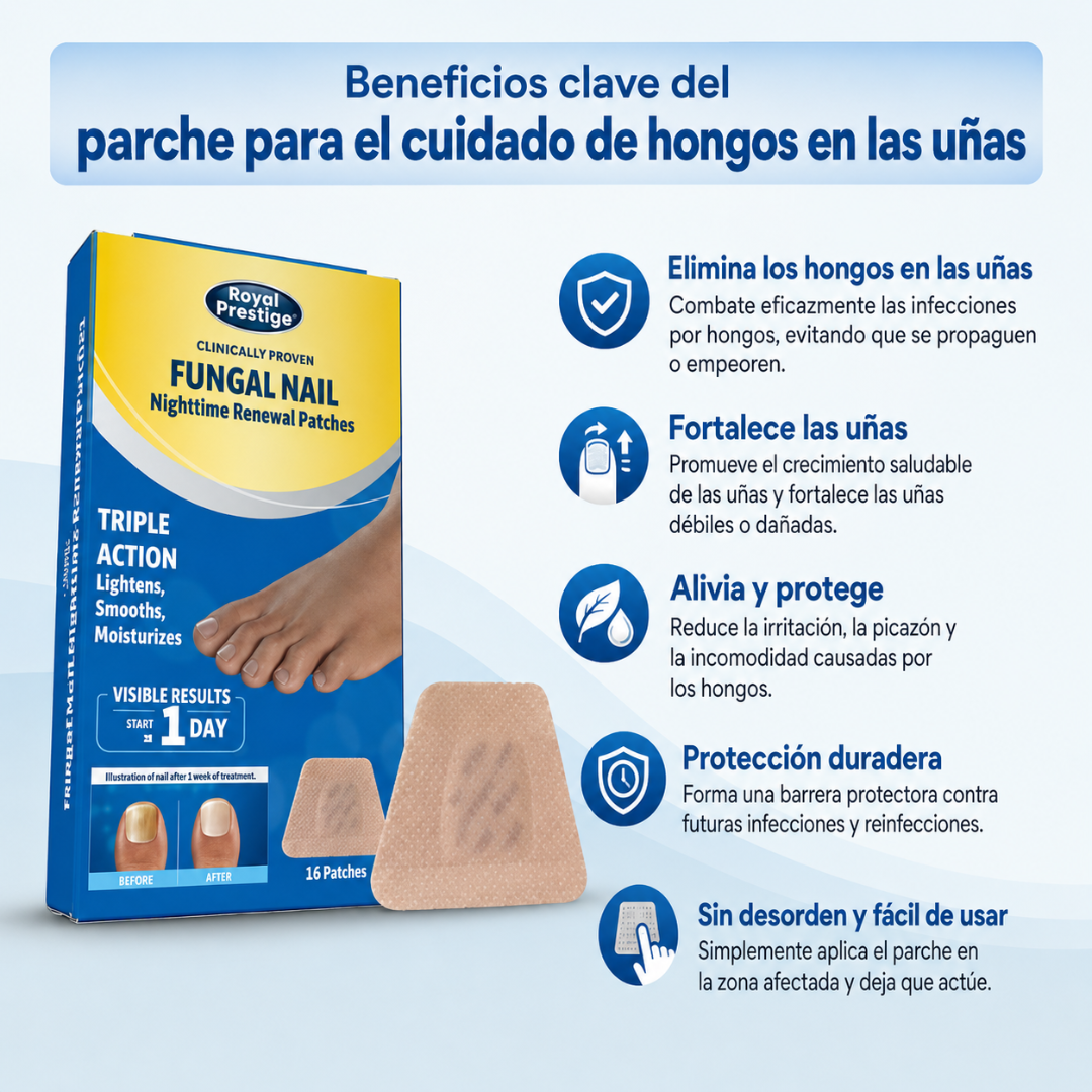 PARCHES PARA UÑAS (16 UNIDADES) — Eso que escondes en la uña tiene solución. Discreta, sencilla y mientras duermes.