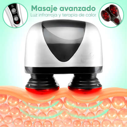 MASAJEADOR ELÉCTRICO DOBLE CABEZAL PRO – Alivio profundo con vibración y luz infrarroja para una recuperación más completa