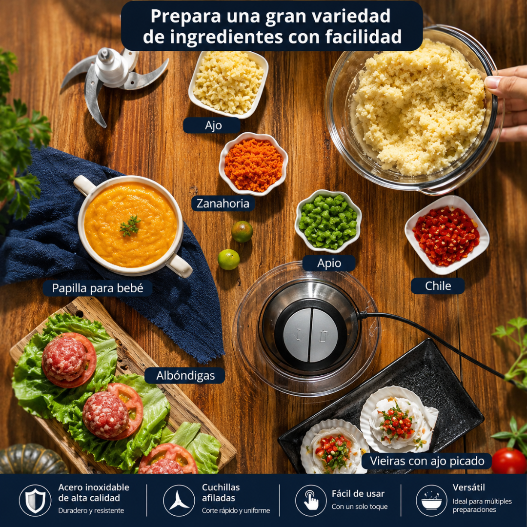 PROCESADOR DE ALIMENTOS 3L — Cocina lista en minutos, tiempo libre el resto del día