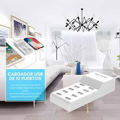 REGLETA USB – Carga todos tus dispositivos al mismo tiempo desde un solo punto sin cargadores regados por toda la casa