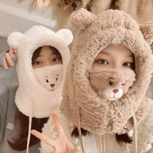 GORRO DE OSO, BLANCO – Abrigo cálido, suavidad adorable y confort para los días fríos