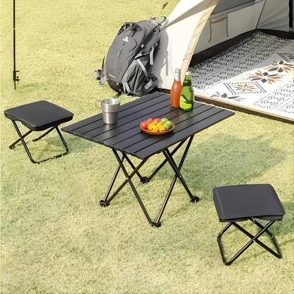 TABURETE PLEGABLE – Asiento portátil, almacenamiento práctico y comodidad en cualquier lugar