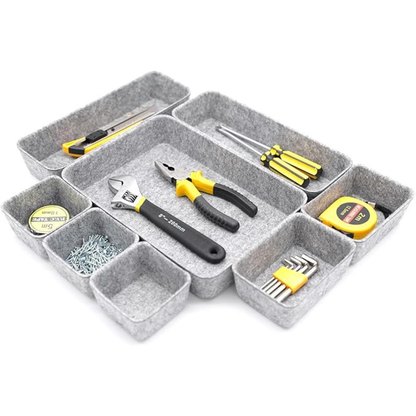 KIT DE ORGANIZACIÓN DE ESCRITORIO GRIS CLARO 8 PIEZAS – Orden, estilo y productividad en un solo set