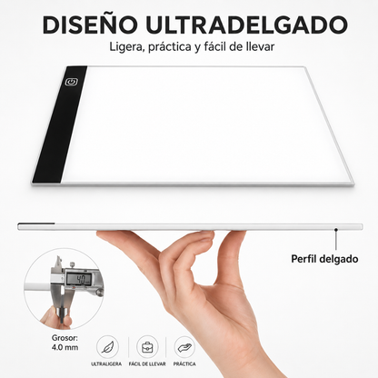 TABLETA DE DIBUJO CON LUZ LED – Calca, dibuja y crea con luz ajustable