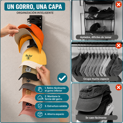 ESTANTE PARA GORRAS – Orden visible y sin desorden
