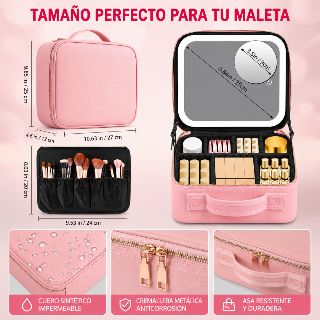 NECESER DE MAQUILLAJE CON LED – Organización portátil iluminada