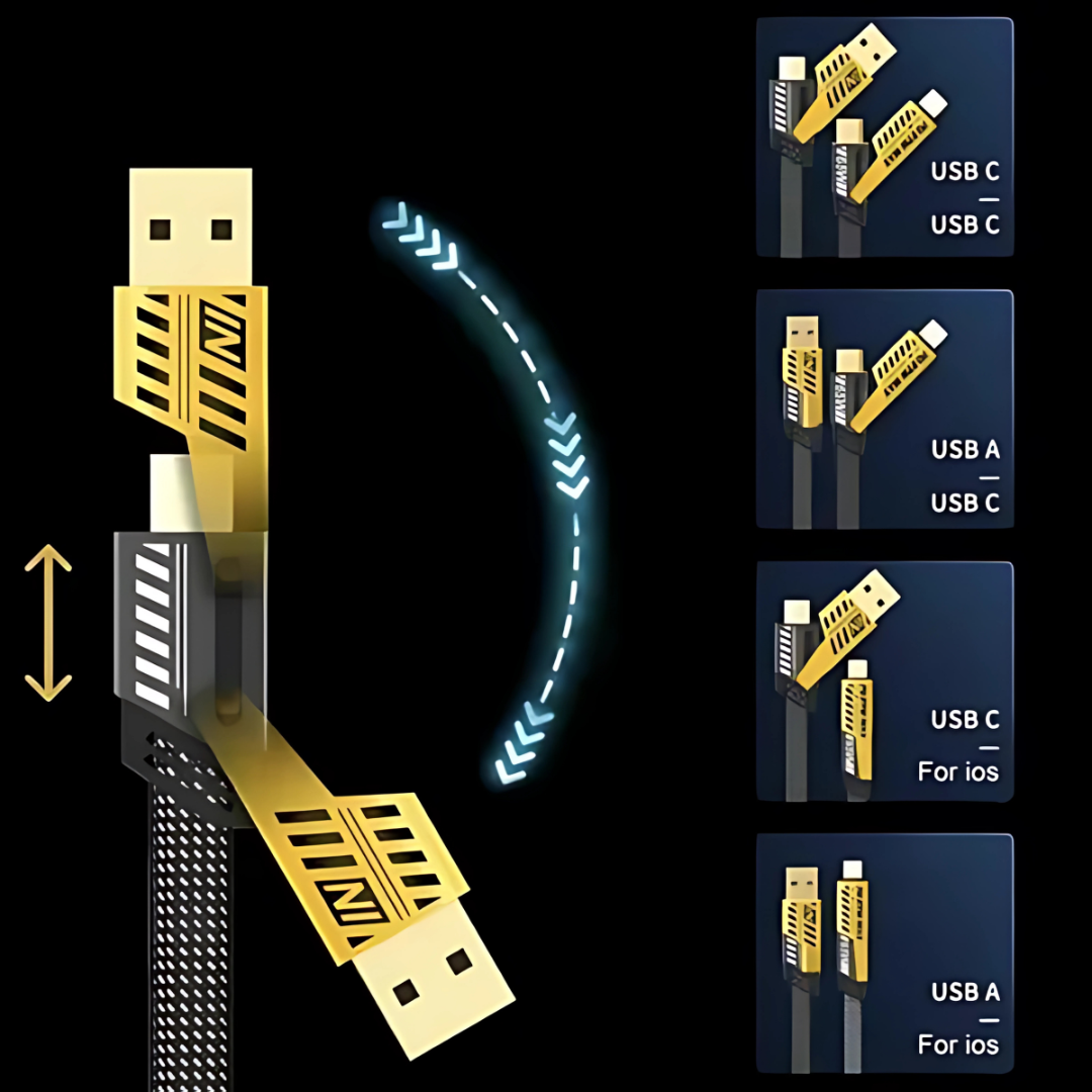 Cable Multiuso 4 en 1 con Carga Rápida | Alta Velocidad y Durabilidad – Potencia y versatilidad en un solo cable
