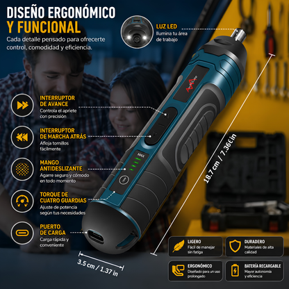 DESTORNILLADOR ELÉCTRICO INALÁMBRICO – Potencia compacta sin cables