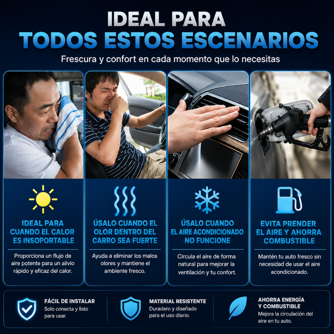 VENTILADOR DOBLE – Aire fresco dentro del auto