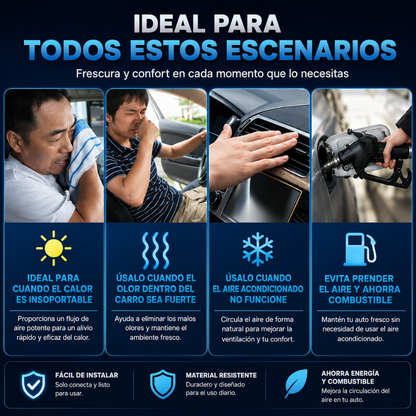 VENTILADOR DOBLE – Aire fresco dentro del auto
