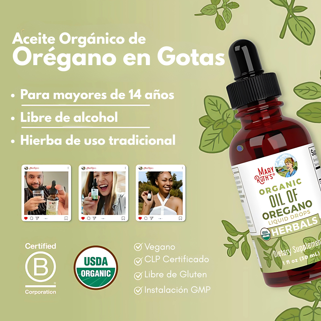 OREGANO OIL MARY RUTH'S – Apoyo inmunológico, digestivo y bienestar natural en cada gota
