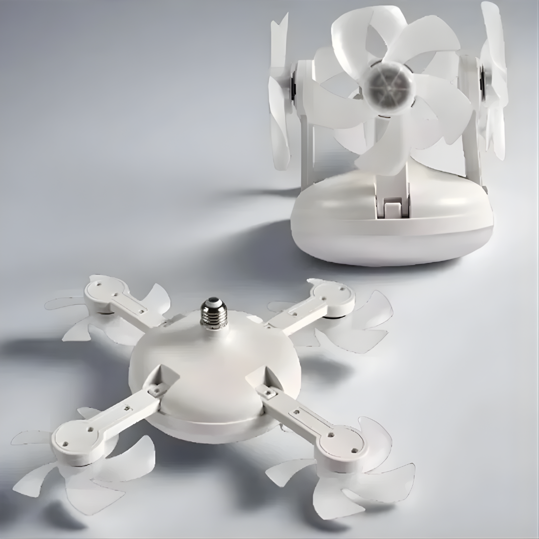 LUZ CON TRES VENTILADORES — Ilumina y refresca sin ventiladores que estorben