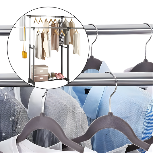 PERCHERO DOBLE ALTURA AJUSTABLE – Orden vertical, secado eficiente y espacio optimizado para tu ropa