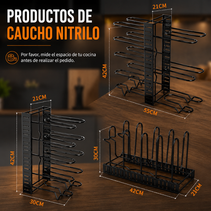 ORGANIZADOR VERTICAL PARA OLLAS Y SARTENES – Orden adaptable en tu cocina