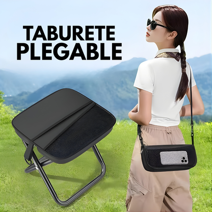 TABURETE PLEGABLE – Asiento portátil, almacenamiento práctico y comodidad en cualquier lugar
