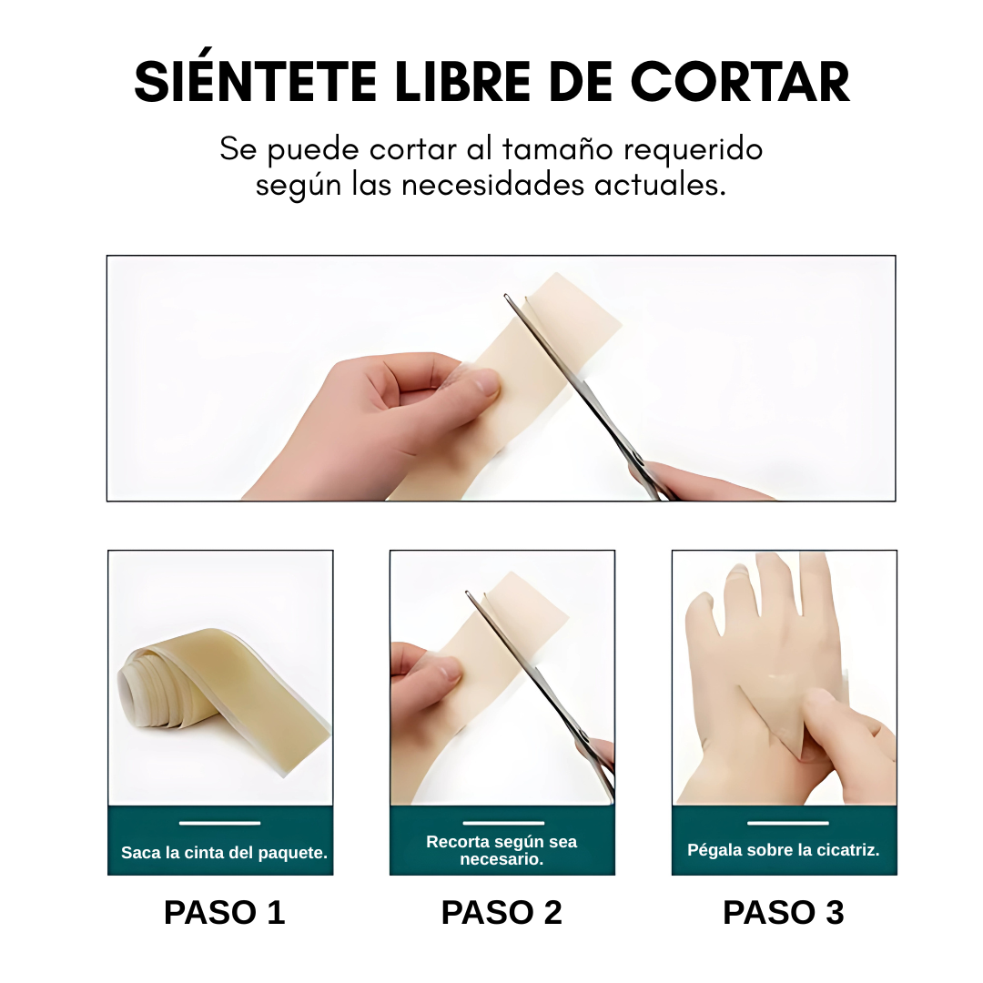 CINTA DE SILICONA PARA ELIMINAR CICATRICES – Tratamiento efectivo para cicatrices nuevas o antiguas
