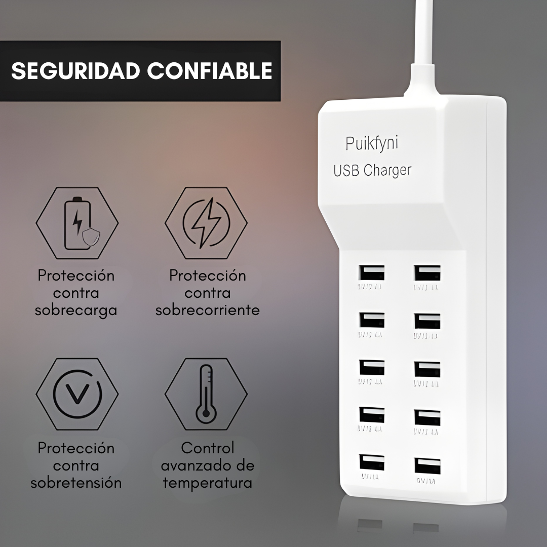 REGLETA USB – Carga todos tus dispositivos al mismo tiempo desde un solo punto sin cargadores regados por toda la casa