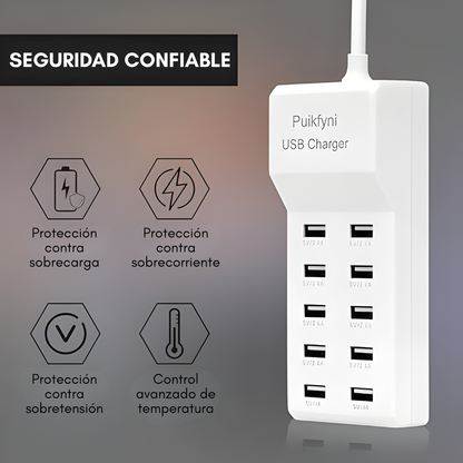REGLETA USB – Carga todos tus dispositivos al mismo tiempo desde un solo punto sin cargadores regados por toda la casa