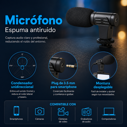 KIT CREACIÓN DE CONTENIDO – Producciones más profesionales, mejor imagen y audio en cualquier lugar