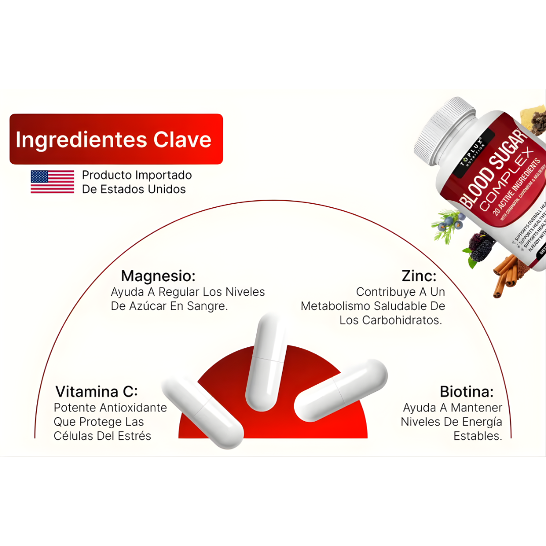 BLOOD SUGAR — Equilibrio natural del azúcar, energía estable y sin los altibajos que cansancio te dejan